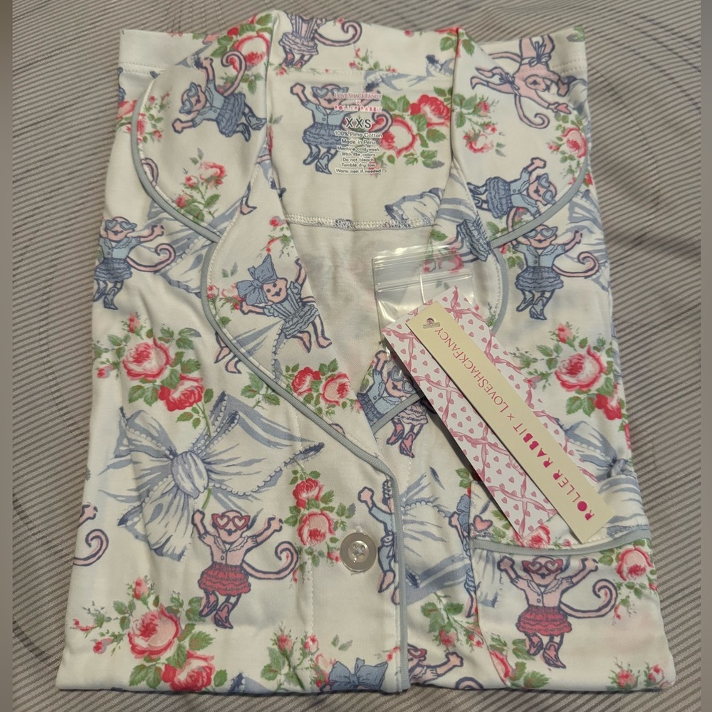 Robber Rabbit x LoveShackFancy Rosa Beaux Monkey Polo Pajamas